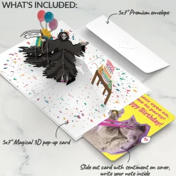 Lovepop Birthday|Grim Reaper Dark Humor Birthday with Cat Laser Eyes Pop-Up Card and Sentiment Set