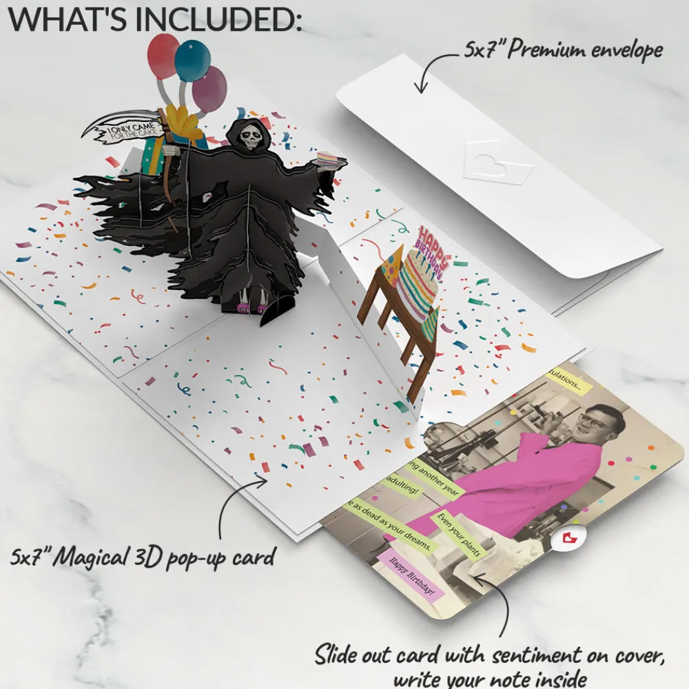 Lovepop Birthday|Grim Reaper Dark Humor Birthday Pop-Up Card and Sentiment Set for Any Man