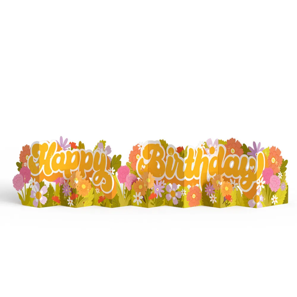 Lovepop Decor|Birthday|Groovy Florals Birthday Loooooong Card™ (Expands to 2 feet)