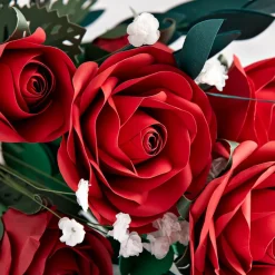 Lovepop Pop-Up Bouquets|Card & Gift Bundles|Handcrafted Paper Flowers: Red Roses (6 Stems) with Happy Valentine's Day Pop-Up Card