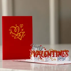 Lovepop Pop-Up Bouquets|Card & Gift Bundles|Handcrafted Paper Flowers: Red Roses (6 Stems) with Happy Valentine's Day Pop-Up Card