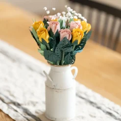 Lovepop Pop-Up Bouquets|Handcrafted Paper Flowers|Handcrafted Paper Flowers: Pink & Yellow Roses (12 Stems) with Lovely Hummingbird Pop-Up Card