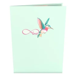 Lovepop Pop-Up Bouquets|Handcrafted Paper Flowers|Handcrafted Paper Flowers: Pink & Yellow Roses (12 Stems) with Lovely Hummingbird Pop-Up Card