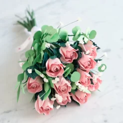 Lovepop Pop-Up Bouquets|Handcrafted Paper Flowers|Handcrafted Paper Flowers: Pink Roses (12 Stems) with Happy Mother's Day Pop-Up Card