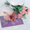Lovepop Pop-Up Bouquets|Card & Gift Bundles|Handcrafted Paper Flowers: Pink Roses (6 Stems) with Monarch Butterfly Pop-Up Card