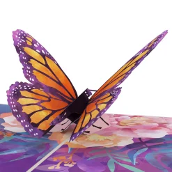 Lovepop Pop-Up Bouquets|Card & Gift Bundles|Handcrafted Paper Flowers: Pink Roses (6 Stems) with Monarch Butterfly Pop-Up Card