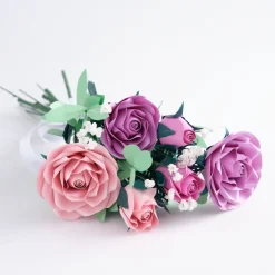 Lovepop Pop-Up Bouquets|Card & Gift Bundles|Handcrafted Paper Flowers: Pink & Purple Roses (6 Stems) with Happy Mother's Day Pop-Up Card
