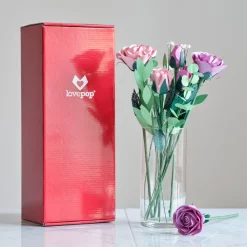 Lovepop Pop-Up Bouquets|Card & Gift Bundles|Handcrafted Paper Flowers: Pink & Purple Roses (6 Stems) with Happy Mother's Day Pop-Up Card