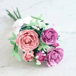 Lovepop Pop-Up Bouquets|Card & Gift Bundles|Handcrafted Paper Flowers: Pink & Purple Roses (6 Stems) with Monarch Butterfly Pop-Up Card