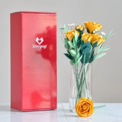 Lovepop Pop-Up Bouquets|Card & Gift Bundles|Handcrafted Paper Flowers: Yellow Roses (6 Stems) with Happy Mother's Day Pop-Up Card