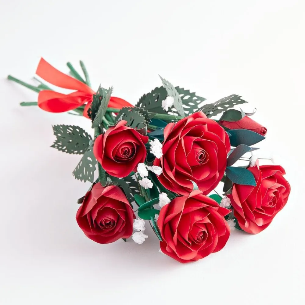 Lovepop Valentine'S Day 2/14|Handcrafted Paper Flowers: Roses (6 Stems) with I Lava You Pop-Up Card