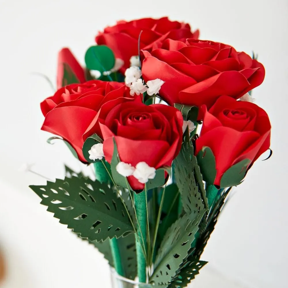 Lovepop Valentine'S Day 2/14|Handcrafted Paper Flowers: Roses (6 Stems) with I Lava You Pop-Up Card