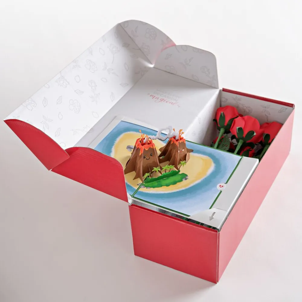 Lovepop Valentine'S Day 2/14|Handcrafted Paper Flowers: Roses (6 Stems) with I Lava You Pop-Up Card