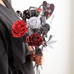 Lovepop Pop-Up Bouquets|Handcrafted Paper Flowers|Handcrafted Paper Flowers: Disney Tim Burton's The Nightmare Before Christmas Eternally Yours Roses (6-Stem) with My Nightmare Come True Pop-Up Card