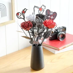 Lovepop Pop-Up Bouquets|Handcrafted Paper Flowers|Handcrafted Paper Flowers: Disney Tim Burton's The Nightmare Before Christmas Eternally Yours Roses (6-Stem) with My Nightmare Come True Pop-Up Card