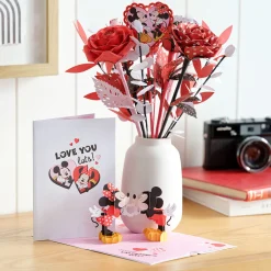 Lovepop Pop-Up Bouquets|Handcrafted Paper Flowers|Handcrafted Paper Flowers: Disney's Mickey & Minnie Lovestruck Roses (6-Stem) with Love You Lots Pop-Up Card