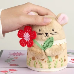 Lovepop Plushpop|Birthday|Happiest Birthday Wishes' Floral Field Mouse Plushpop Card