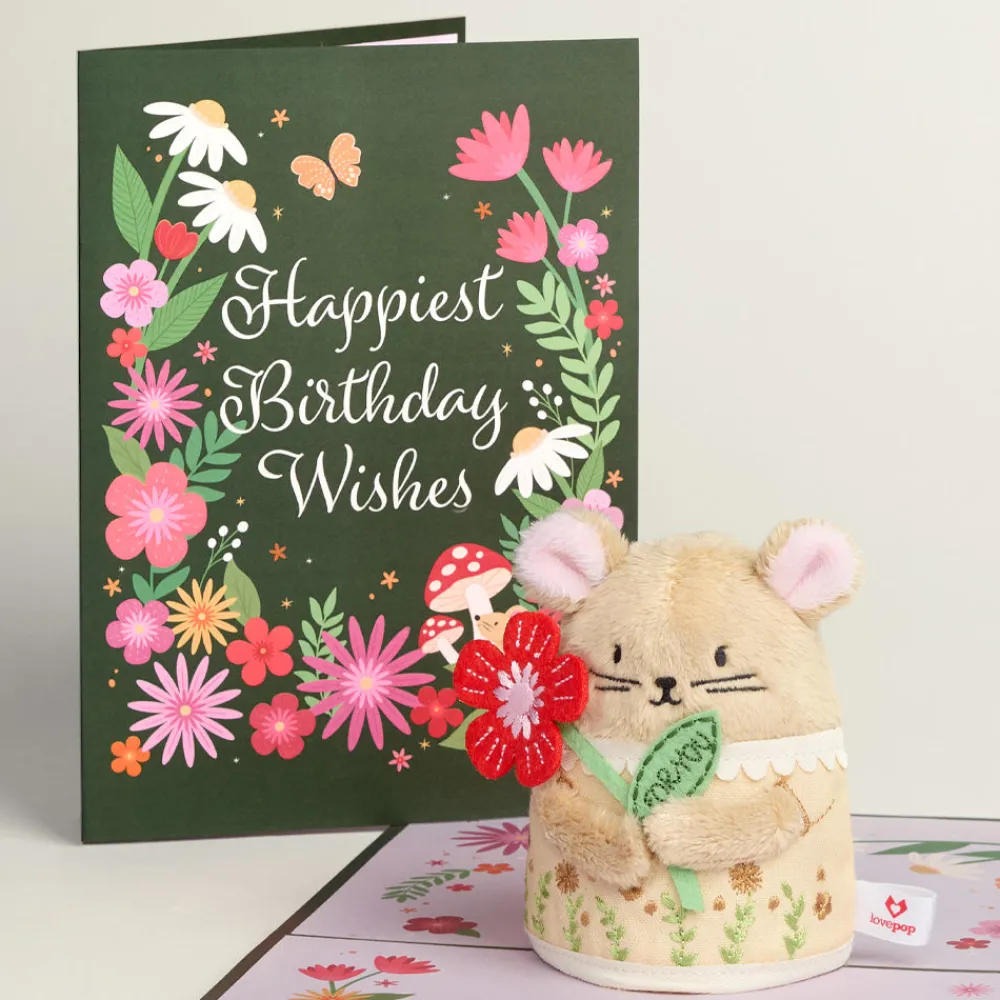 Lovepop Pop-Up Bouquets|Card & Gift Bundles|Happiest Birthday Wishes' Plushpop Card and Bouquet Bundle