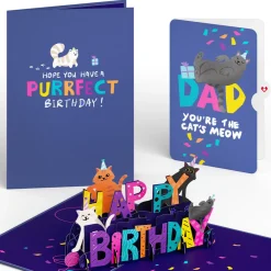Lovepop Birthday|Dad|Happy Birthday Cats Pop-Up Card and Sentiment Set for Dad