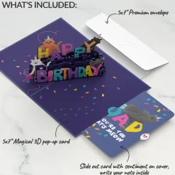 Lovepop Birthday|Dad|Happy Birthday Cats Pop-Up Card and Sentiment Set for Dad