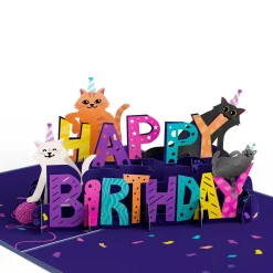 Lovepop Birthday|Dad|Happy Birthday Cats Pop-Up Card and Sentiment Set for Dad