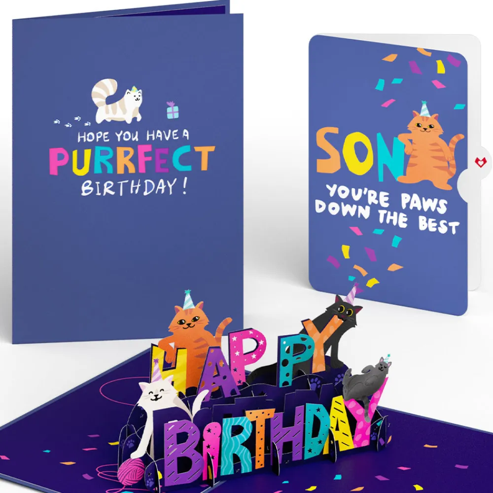 Lovepop Birthday|Happy Birthday Cats Pop-Up Card and Sentiment Set for Son