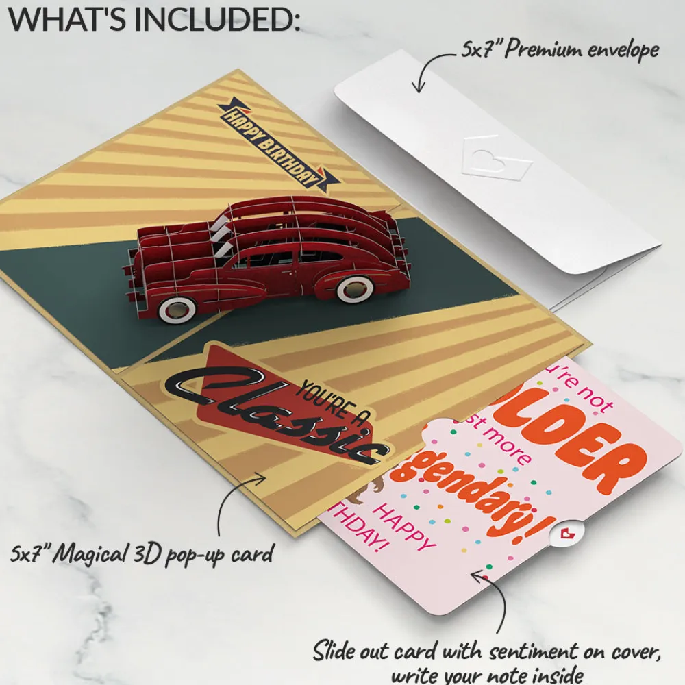 Lovepop Birthday|Him|Happy Birthday Classic Car Pop-Up Card and Sentiment Set