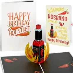 Lovepop Birthday|Him|Happy Birthday Hot Stuff Pop-Up Card and Sentiment Set for Husband