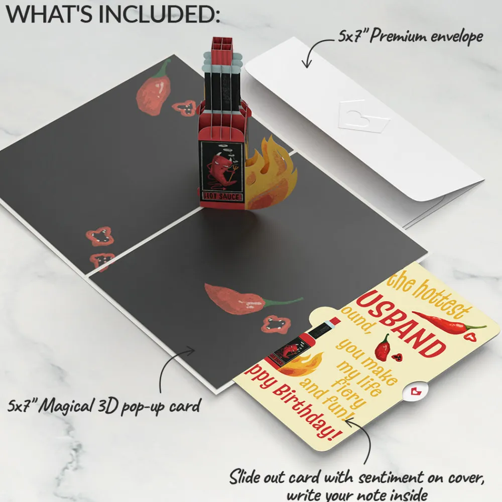 Lovepop Birthday|Him|Happy Birthday Hot Stuff Pop-Up Card and Sentiment Set for Husband