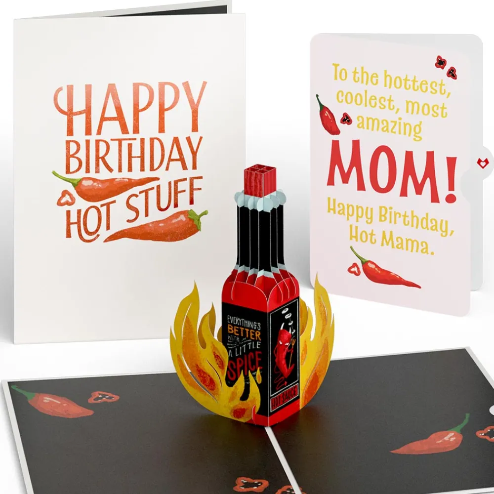Lovepop Birthday|Her|Happy Birthday Hot Stuff Pop-Up Card and Sentiment Set for Mom