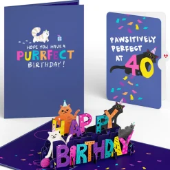 Lovepop Birthday|Happy 40th Birthday Cats Pop-Up Card and Sentiment Set