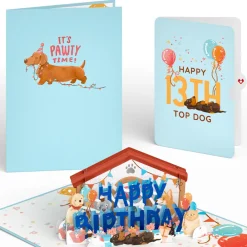 Lovepop Birthday|Happy 13th Birthday Dogs Pop-Up Card and Sentiment Set