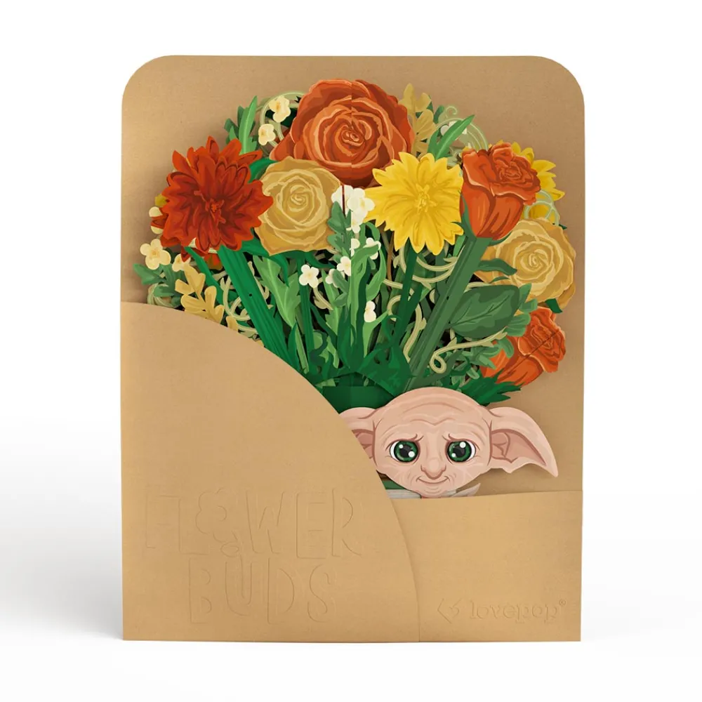Lovepop Pop-Up Bouquets|Card & Gift Bundles|Harry Potter™ Dobby™ Birthday Pop-Up Card & Flower Buds Bouquet Bundle