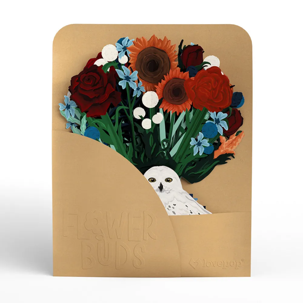 Lovepop Pop-Up Bouquets|Card & Gift Bundles|Harry Potter™ Hedwig™ Birthday Pop-Up Card & Flower Buds Bouquet Bundle