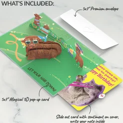 Lovepop Birthday|Highland Cow with Cat Laser Eyes Birthday Pop-Up Card and Sentiment Set