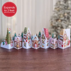 Lovepop Decor|Christmas 12/25|Holiday Gingerbread Village Loooooong Card™ (Expands to 2 feet)