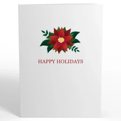Lovepop Greeting Cards|Christmas 12/25|Holiday Poinsettia Sleigh Pop-Up Card