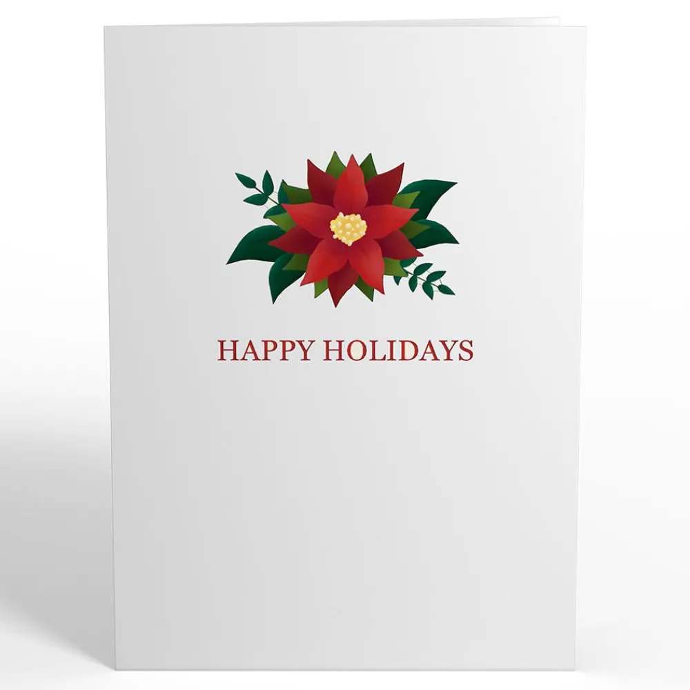 Lovepop Greeting Cards|Christmas 12/25|Holiday Poinsettia Sleigh Pop-Up Card