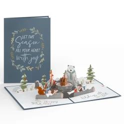 Lovepop Greeting Cards|Christmas 12/25|Holiday Woodland Animals Pop-Up Card