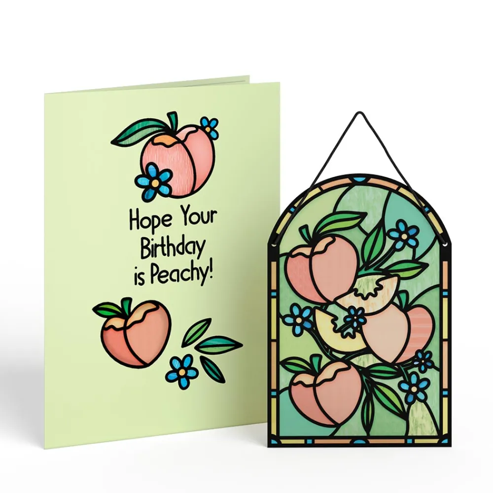 Lovepop Pop-Up Bouquets|Card & Gift Bundles|Hope Your Birthday is Peachy Suncatcher Card & Pop-Up Bouquet Bundle