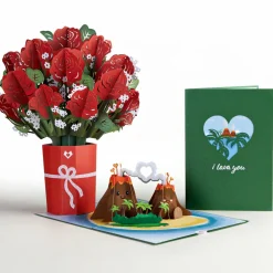 Lovepop Pop-Up Bouquets|Card & Gift Bundles|I Lava You Pop-Up Card & Red Rose Bouquet Bundle