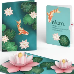 Lovepop Birthday|Mom|Koi Fish and Lotus Birthday Pop-Up Card and Sentiment Set for Mom