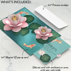 Lovepop Birthday|Mom|Koi Fish and Lotus Birthday Pop-Up Card and Sentiment Set for Mom