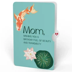 Lovepop Birthday|Mom|Koi Fish and Lotus Birthday Pop-Up Card and Sentiment Set for Mom
