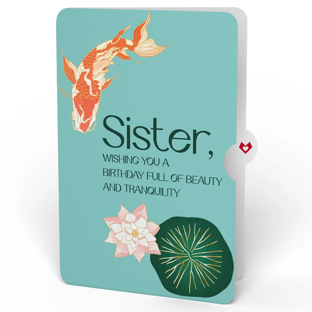 Lovepop Birthday|Koi Fish and Lotus Birthday Pop-Up Card and Sentiment Set for Sister