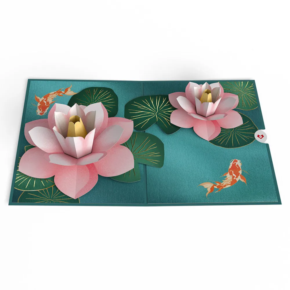 Lovepop Greeting Cards|Get Well|Koi Fish and Lotus Pond Pop-Up Card