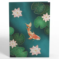 Lovepop Greeting Cards|Get Well|Koi Fish and Lotus Pond Pop-Up Card