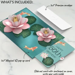 Lovepop Birthday|Koi Fish and Lotus 50th Birthday Pop-Up Card and Sentiment Set