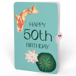 Lovepop Birthday|Koi Fish and Lotus 50th Birthday Pop-Up Card and Sentiment Set