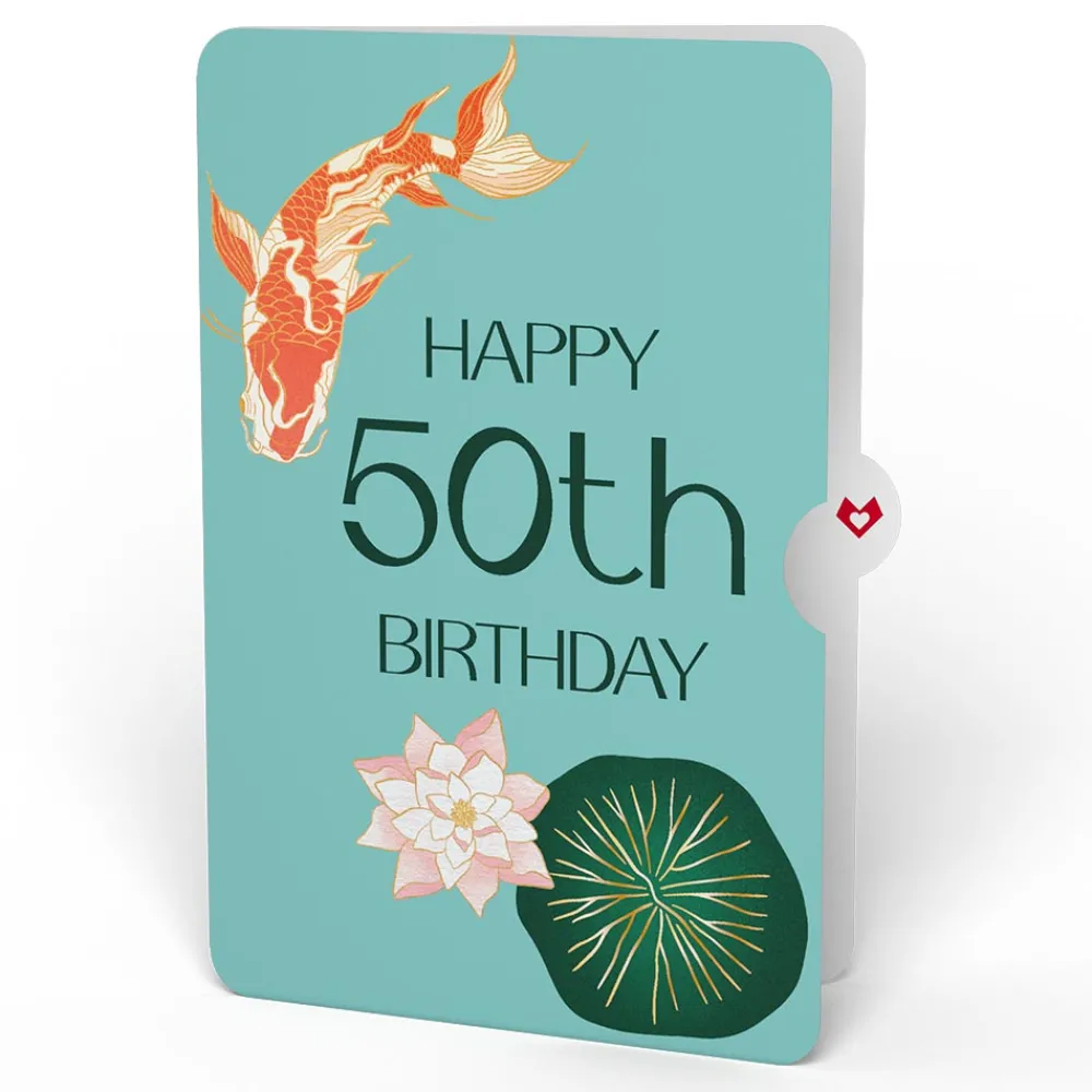 Lovepop Birthday|Koi Fish and Lotus 50th Birthday Pop-Up Card and Sentiment Set